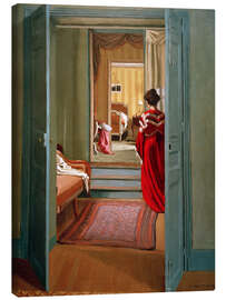 Obraz na płótnie  Interior with woman in red - Félix Édouard Vallotton