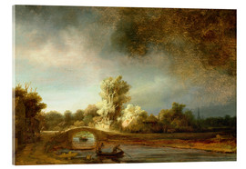 Obraz na szkle akrylowym  Pejzaż z kamiennym mostem - Rembrandt van Rijn