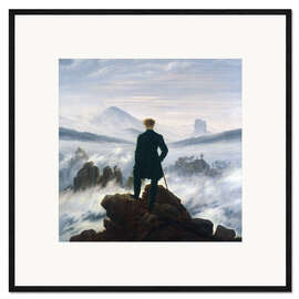Plakat artystyczny premium w ramie  Wędrowiec nad morzem mgły - Caspar David Friedrich