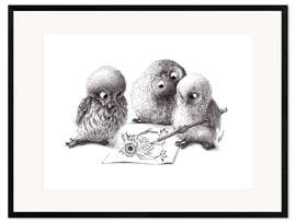Plakat artystyczny premium w ramie  Four owls - Stefan Kahlhammer