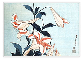 Plakat  Trumpet lilies - Katsushika Hokusai