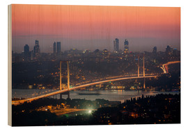Obraz na drewnie  Bosporus-Bridge at Night (Istanbul / Turkey) - gn fotografie