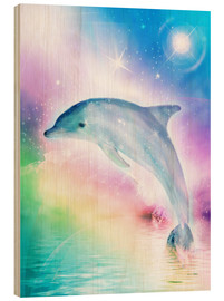 Obraz na drewnie  Tęczowy delfin - Dolphins DreamDesign