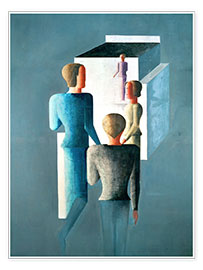 Plakat  Four figures and cube - Oskar Schlemmer