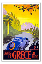 Plakat  Visit Greece with car - Vintage Travel Collection