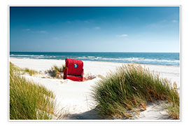 Plakat Red beach chair in dunes