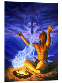 Obraz na szkle akrylowym  Indian wolf spirit - Andrew Farley