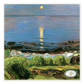 Plakat  Letnia noc nad brzegiem morza - Edvard Munch