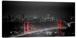 Obraz na płótnie  Bosporus-Bridge at night - color key red (Istanbul / Turkey) - gn fotografie