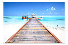 Plakat  Pier to tropical blue sea, Maldives - Matteo Colombo