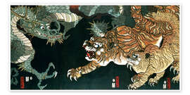 Plakat  A dragon and two tigers - Utagawa Sadahide