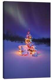 Obraz na płótnie  Christmas tree and Northern Lights - Carson Ganci