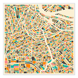 Plakat  Map of Amsterdam - Jazzberry Blue