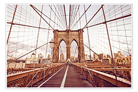 Plakat New York Brooklyn Bridge and city skyline