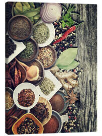 Obraz na płótnie  Spices And Herbs On Rusty Old Wood