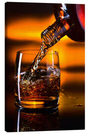 Obraz na płótnie  whiskey and ice on a glass table