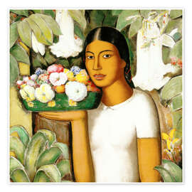 Plakat  Mujer con flores - Alfredo Ramos Martinez
