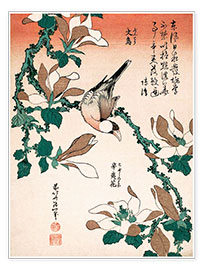 Plakat  java sparrow on magnolia - Katsushika Hokusai