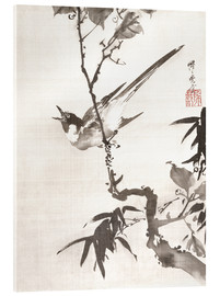 Obraz na szkle akrylowym  Singing Bird on a Branch - Kawanabe Kyosai