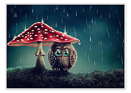 Plakat  Owl in the rain - Elena Schweitzer