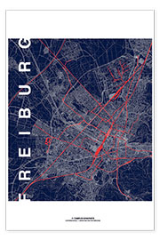 Plakat  Freiburg Map Midnight City - campus graphics