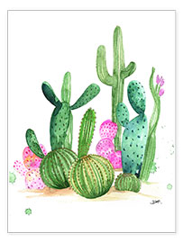 Plakat  Cactus watercolor - Rongrong DeVoe
