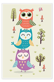 Plakat Three owls