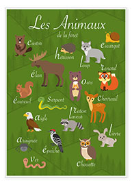 Plakat Forest animals - French