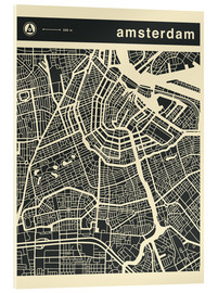 Obraz na szkle akrylowym  AMSTERDAM CITY MAP - Jazzberry Blue