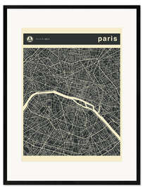 Plakat artystyczny premium w ramie  PARIS CITY MAP - Jazzberry Blue
