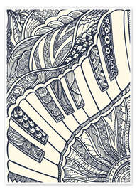 Plakat  Floral piano keys