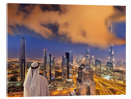 Obraz na szkle akrylowym  Arab man looks over Dubai