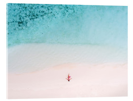 Obraz na szkle akrylowym  Drone view of woman on the beach, Maldives - Matteo Colombo