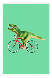 Plakat Tyranozaur na rowerze