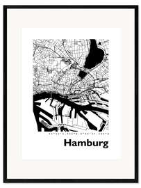 Plakat artystyczny premium w ramie  City map of Hamburg V - 44spaces