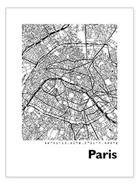 Plakat  Map of Paris - 44spaces