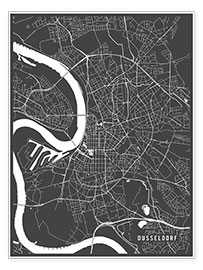 Plakat  Dusseldorf Germany Map - Main Street Maps