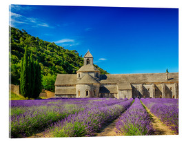 Obraz na szkle akrylowym  Monastery with lavender field - Terry Eggers
