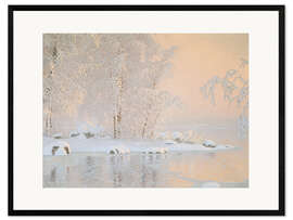 Plakat artystyczny premium w ramie  Landscape with a frozen lake - Gustaf Edolf Fj?stad
