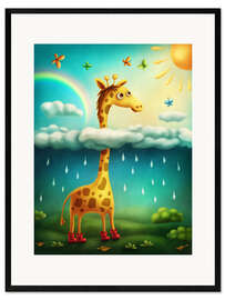 Plakat artystyczny premium w ramie  Żyrafa - Elena Schweitzer
