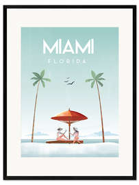 Plakat artystyczny premium w ramie  Illustrated Miami Beach II - Arctic Frame